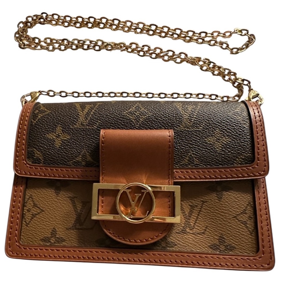 Louis Vuitton Dauphine Chain Wallet; Monogram & Monogram Reverse Crossbody Bag